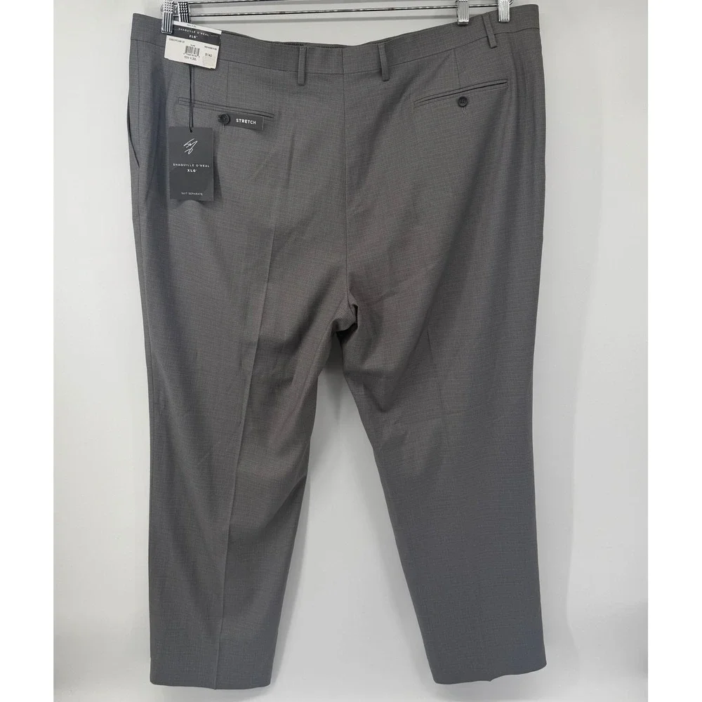 Shaquille O'Neal XLG Big Tall Stretch Dress Pants Men's 52W‎ x 32L Gray New